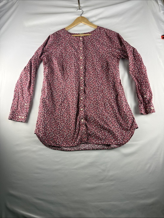 Duluth Trading Co Tops - Duluth Trading Pink Floral Print Button Down Tunic Shirt Women's Large EUC